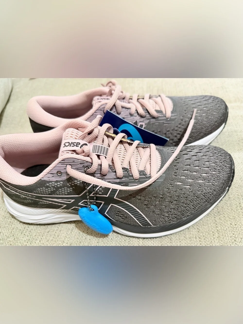 Asics Women's Pink and Gray Athletic Running Sneakers